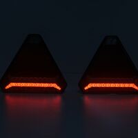 Комплект Безжични Преносими Диодни Лед Led Стопове Wireless с Магнит и Вендуза Неон Neon Ефект Иновационен дизайн триъгълна форма 12V за Ремарке Каравана Платформа и др.