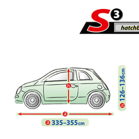 Висококачествено Покривало Kegel серия Mobile Garage размер S3 за хечбек 335-355см x 126-136см, сиво