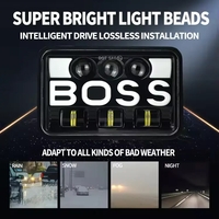 Комплект от 2бр. универсалeн 5 инча ЛЕД LED фар лампа халоген 12V-24V къси/дълги с DRL дневни светлини мигач бяло-жълто 9600lm за АТВ джип камион трактор и др.
