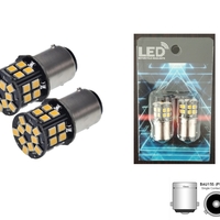Комплект 2бр. LED Лед Крушки, 30 SMD, BAU15S 1156 (PY21W), 12V, оранжева светлина canbus, разминати пинове (150°)