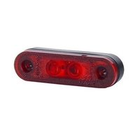 LED Светодиоден Габарит, Маркер, Токос, Червен, Овален, Е-Mark, 3 LED, 12V-24V, 8 см