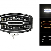 Универсален Високомощен LED ЛЕД 55W диоден фар халоген лампа 12V - 24V с DRL светлина бяло-жълто за АТВ джип камион трактор земеделски и селскостопански машини и др.
