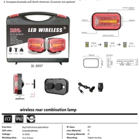 Комплект Безжични Преносими Диодни Лед Led Стопове Wireless с Магнит Неон Neon Ефект 12-24V 165mm х 100mm x 39.5 mm за Ремарке Каравана Платформа и др.