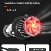 Комплект от 2 броя LED крушки с лупа, Y10 H4, 200%, 60W 6400LM, 6000K, 360° Canbus без грешки – 12V