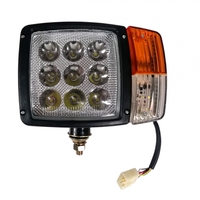 Комплект LED Фарове с Мигач, Габарит, Подходящ за Трактор, Комбайн, Багер, Снегорин и др - 9 диода 27W 12-24V 2200-2700 lm