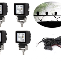 Комплект от 4 броя Лед LED Халогени Лампи с Окабеляване Бяла Flood + Бяла DRL Светлина 12V - 24V за Off Road 4X4 SUV джип мотор автомобил камион градина и др.