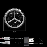 Универсален 7 инча 18см ЛЕД LED фар лампа халоген 12V-24V къси/дълги с DRL дневни светлини мигач бяло-жълто 7000lm за АТВ джип мотоциклет камион трактор и др.