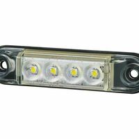 LED Светодиоден Габарит, Маркер, Токос, Бял, Овален, Е-Mark, 4 LED, 12V-24V, 8 см
