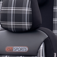 Комплект Луксозна Тапицерия OTOM текстил с еко кожа GTI SPORTS Design – Черна със сив шев, за Предни и Задни Седалки