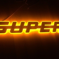 Светодиоден LED ЛЕД Надпис табела SUPER 24V оранжева светлина 40 x 7cm
