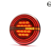 LED Светодиоден Стоп с Динамичен Бягащ Мигач WAS , Неон Ефект, Кръгъл, Тип Хамбургер , Ø14.2см , 3 Функции, Е-Mark, 12V-24V