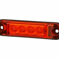 LED Светодиоден Габарит, Маркер, Токос, Червен, Овален, Е-Mark, 4 LED, 12V-24V, 8 см