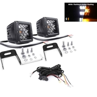 Комплект от 2 броя Лед LED Халогени Аварийни Лампи Бяла + Оранжева Светлина 12V - 24V Dual Combo Light Двойна Светлина Flash Блиц Мигащи 6 режима - HAL484