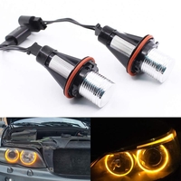 Комплект от 2 броя LED крушки Angel Eyes ангелски очи 12V-24V цвят жълт за BMW с Canbus без грешки