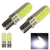 Комплект от 2 броя LED Лед Диодни Крушки за Габарит T10 W5W – COB LED, студено бяла светлина 6000K, 12V, CANBUS без грешки със силиконово покритие