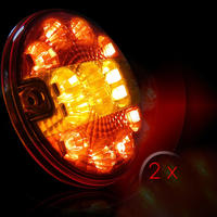 Комплект 2 Броя LED Лед Диоден Стоп Тип Хамбургер, Тънък Slim , Ø14cm, 12V-24V, За Камион, Ремарке, Бус , Каравана, Кемпер