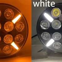 LED Диоден Халоген Фар с Бял - Оранжев Габарит Ø 218мм, 12V-24V 12 Диода За Джип Камион Трактор Багер Земеделски Машини и др.