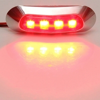 Червен LED Габарит, Маркер, 4 диода, Хромирана рамка - 24V