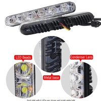 Комплект Предни Мощни 9 Led Лед Диодни Дневни Светлини С Мигач - Функция Динамичен Бягащ Мигач - 12V 36W