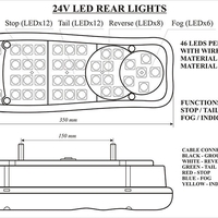 Комплект 2 бр. LED ЛЕД диодни стопове 24V Волта за бус камион ТИР ремарке платформа
