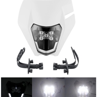 Маска с LED Фар за мотор, мотоциклет Бяла с къси и дълги светлини - Универсален модел за ENDURO / Trail / Streetfighter