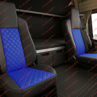 Комплект 1+1 тапицерия от еко кожа за MAN TGX EURO 6 2021+ - синьо-черно