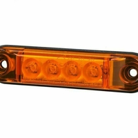 LED Светодиоден Габарит, Маркер, Токос, Жълт, Оранжев, Овален, Е-Mark, 4 LED, 12V-24V, 8 см