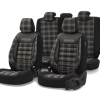 Комплект Луксозна Тапицерия OTOM текстил с еко кожа GTI SPORTS Design – Черна с оранжев шев, за Предни и Задни Седалки