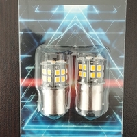 Комплект 2бр. LED Лед Крушки, 30 SMD, BA15S 1156, 12V, оранжева светлина canbus, срещуположни пинове (180°)