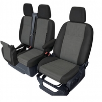 2+1 Комплект Тапицерия за Ford Transit Custom 2013-2023 с отвор на двойната седалка - черно
