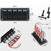 Панел за вграждане с 5 бутона ON-OFF универсални 12-24V за LED светлини бар фарове лебедки лампи за кола камион каравана джипове лодка и др.