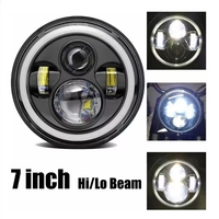 Универсален 7 инча 18см ЛЕД LED фар лампа халоген 12V-24V къси/дълги с DRL дневни светлини мигач бяло-жълто 6500lm за АТВ джип мотоциклет камион трактор и др.