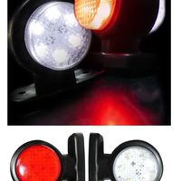 2 броя 12V LED ЛЕД Гумени Странични Рогчета Маркери - габаритни светлини за камион тир ремарке - 85мм х 80мм бяло-червено