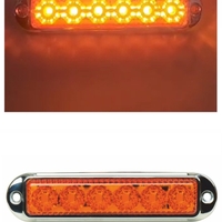 LED Габарит Маркер, 6 диода, хромирана рамка, Оранжев - 12V-24V
