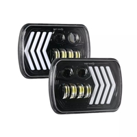 Комплект ляв и десен универсалeн 5x7 инча ЛЕД LED фар лампа халоген 12V-24V къси/дълги с DRL дневни светлини мигач бяло-жълто 8250lm за АТВ джип камион трактор и др.