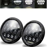 Комплект от 2бр. универсален 7 инча 18см ЛЕД LED фар лампа халоген 12V-24V къси/дълги с DRL дневни светлини бяло 8000lm за АТВ джип мотоциклет камион трактор и др.