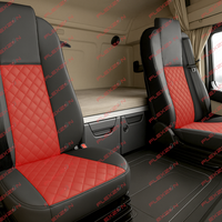 Комплект 1+1 тапицерия от еко кожа за MERCEDES ACTROS MP4 EURO 6 2015-2021 - червено-черно