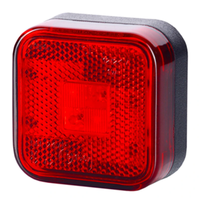 LED Светодиоден Габарит, Светлоотразителен, Стоп, Маркер, Токос, Червен, Е-Mark, 4 LED, 12V-24V, 6.7 см
