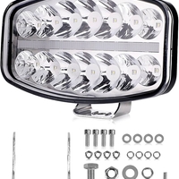 80W LED Лед Фар Халоген с DRL дневни светлини габарит бяло - оранжево неон ефект 24,5см x 13,9см, 4100lm, 12V - 24V, E-Mark Подходящ За DAF MAN Scania Volvo и др.