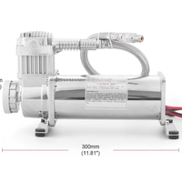 Преносим авто въздушен компресор 12V, 300 PSI, дебит 1.8 CFM, с метален маркуч - за пневматично окачване, офроуд, клаксони и въздушни системи