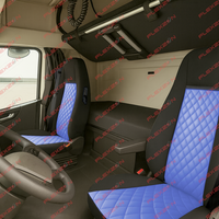 Комплект 1+1 тапицерия от еко кожа за VOLVO FH EURO 6 2016-2020 - синьо-черно
