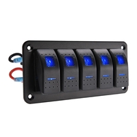 Панел за вграждане с 5 бутона ON-OFF универсални 12-24V за LED светлини бар фарове лебедки лампи за кола камион каравана джипове лодка и др.