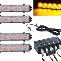 Комплект 4 Броя С Контролер 6 LED Лед Диодна Сигнална Аварийна Блиц Мигаща Светлина Пътна Помощ Платформа 12V