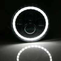 Универсален 7 инча 18см ЛЕД LED фар лампа халоген 12V-24V къси/дълги с DRL дневни светлини мигач бяло-жълто 6500lm за АТВ джип мотоциклет камион трактор и др.