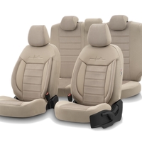 Комплект Луксозна Тапицерия OTOM текстил с еко кожа COMFORT LINE Design – Бежова с бежов шев, за Предни и Задни Седалки