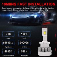 Комплект от 2 броя LED ЛЕД диодни крушки D2S за xenon 12-24V 50000lm Canbus без грешки 6000K