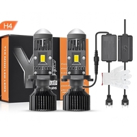 Комплект от 2 броя LED крушки с лупа, Y10 H4, 200%, 60W 6400LM, 6000K, 360° Canbus без грешки – 12V