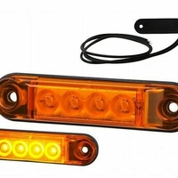 LED Светодиоден Габарит, Маркер, Токос, Жълт, Оранжев, Овален, Е-Mark, 4 LED, 12V-24V, 8 см