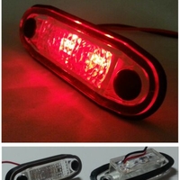 LED Светодиоден Габарит, Маркер, Токос, С Гума, Червен Цвят, Овален, Е-Mark, 12V, 7,5 см