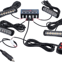 6 Led Аварийна Лампа, Жълта Блиц Светлина, Мигаща, 4 Броя с Контролер, 8 Режима На Работа, 12V